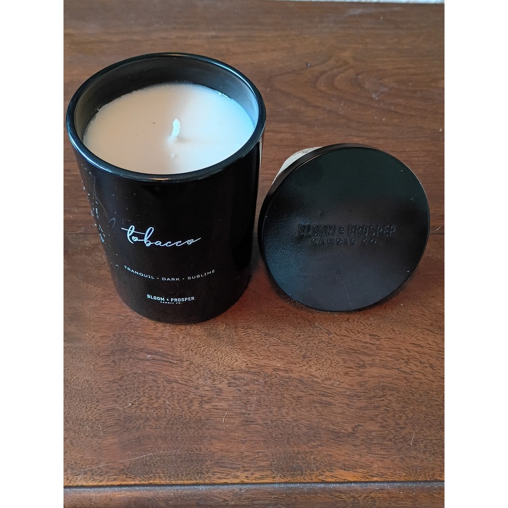 Bloom & Prosper Tobacco Scented Candle 8.7 oz Black Jar BSC9012 Tranquil Dark